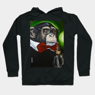 funny painting of monkey, professor chimpo, animal art, surrealism painting Hoodie